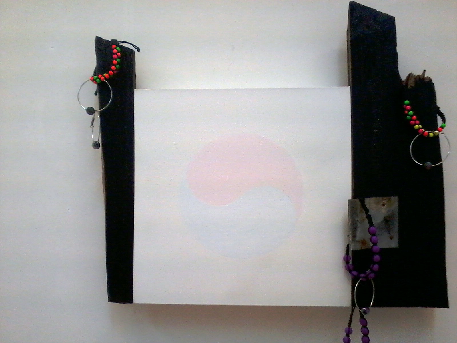 Molenbeek Story 1, 2013, canvas, old wood, metal, child juwelry, 52x46x8 cm.jpg